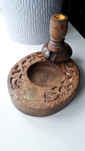 Load image into Gallery viewer, Brass buddha mango wood backflow incense burner