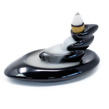 Load image into Gallery viewer, small black pebbles ceramic backflow incense burner
