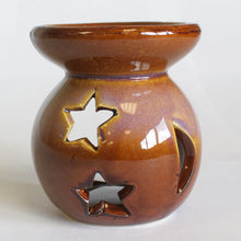 Load image into Gallery viewer, Ceramic ying yang sun star oil wax fragrance burners medium natural eco-friendly vegan