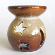 Load image into Gallery viewer, Ceramic ying yang sun star oil wax fragrance burners medium natural eco-friendly vegan