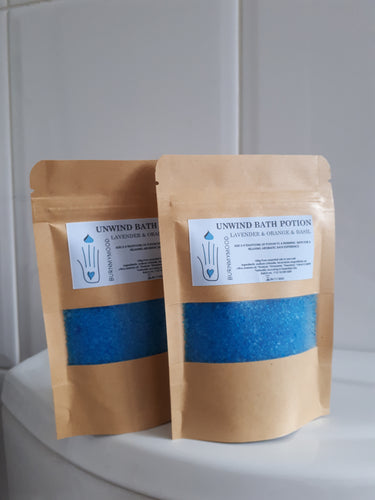 aromatherapy bath salts potion lavender orange basil unwind eco friendly 