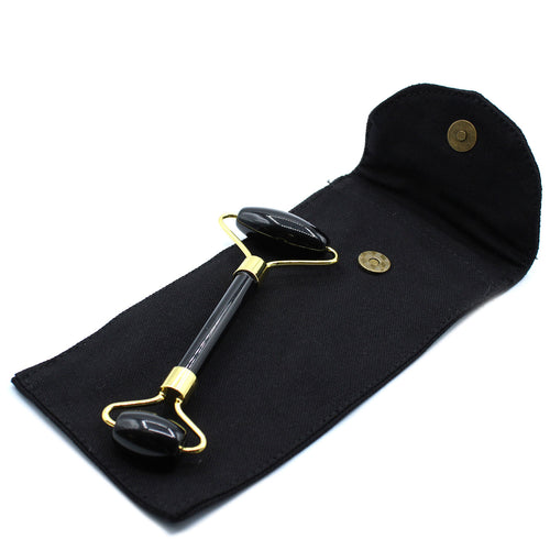 black obsidian gemstone crystal face roller massager therapy natural